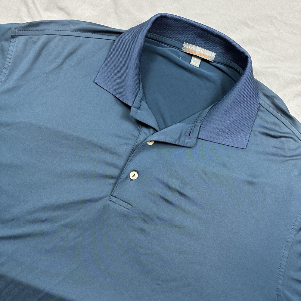 Peter Millar Summer Comfort Polo Shirt Golf Navy Blue Medium Performance Stretch